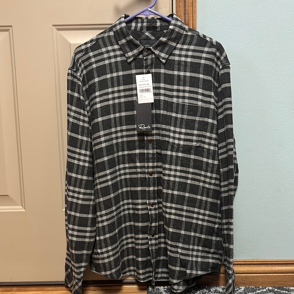 Rails Black and Gray Flannel Button Down Shirt NWT